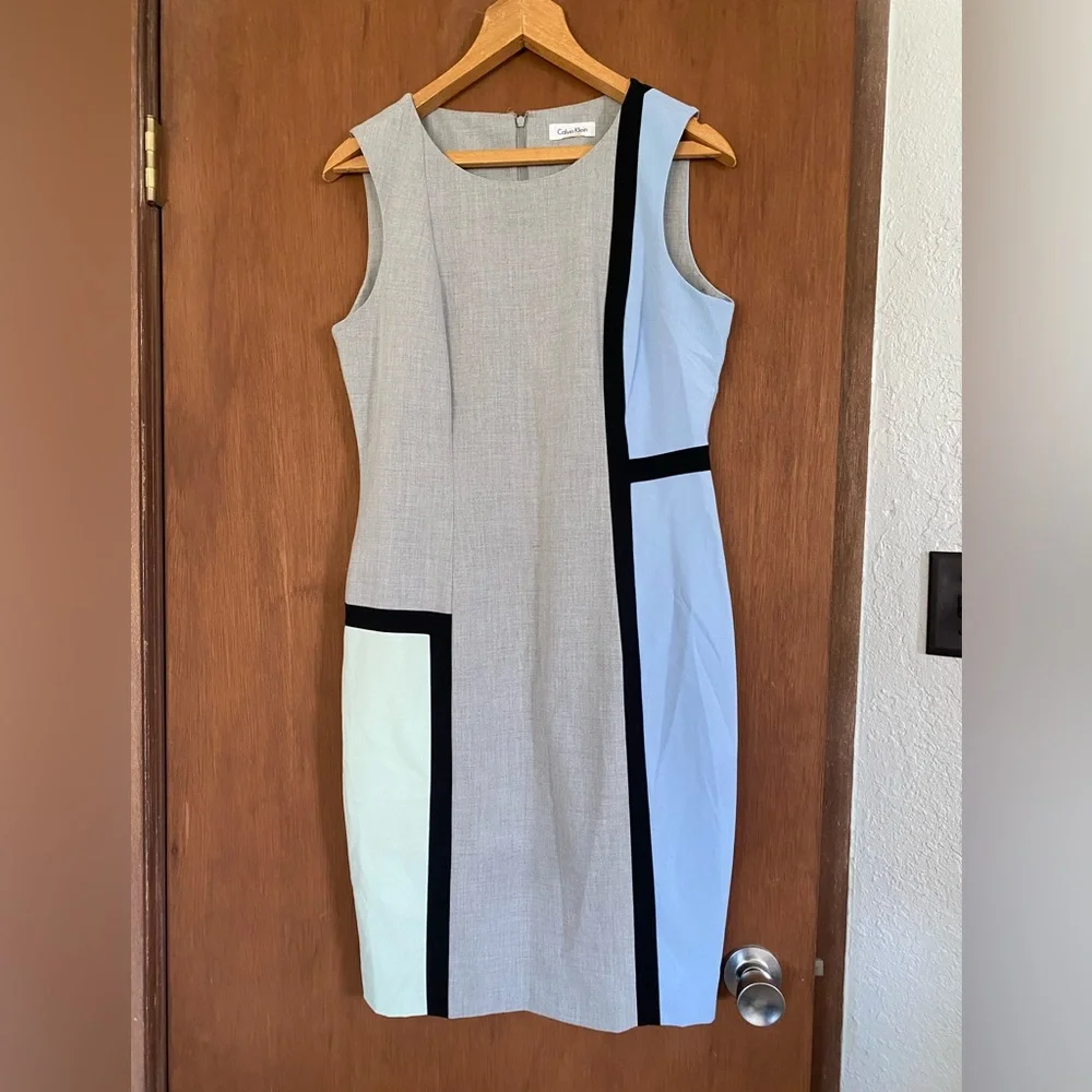 Calvin Klein Elegant Colorblock Sleeveless Dress 8 - Picture 1 of 3